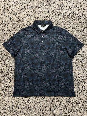 Sunday Swagger Midnight Floral Golf Polo Shirt Short Sleeve Men’s Size XL